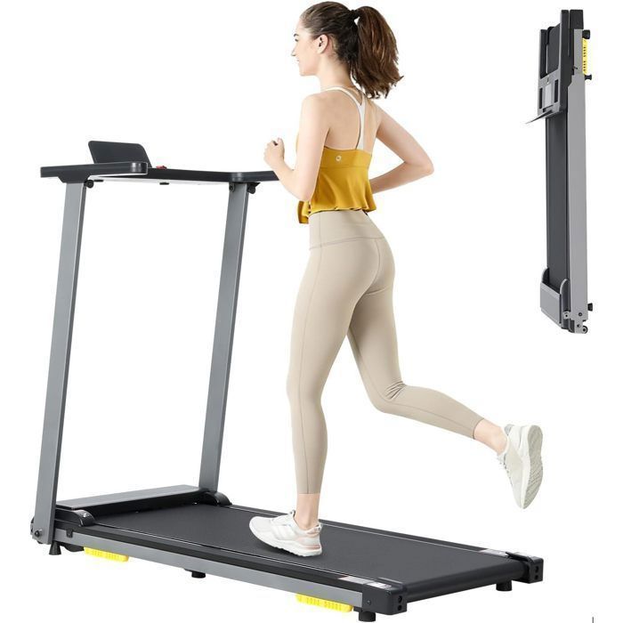 Tapis de Course Pliable Silencieux 15 programmes avec Bluetooth Ecran LED 12km/h pour Maison & Bureau