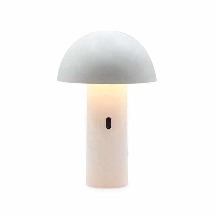 lampe de table sans fil nomade à tête orientable blanche h 28cm. intérieur / extérieur