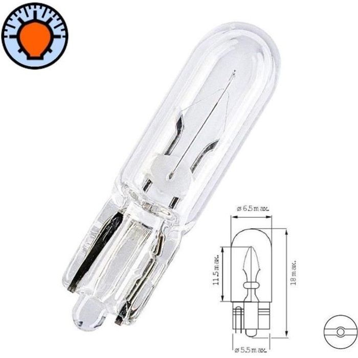 AMPOULE 12V 1.7W T6.5 COMPTEUR LAMPE FEU PHARE VOITURE AUTO MOTO SCOOTER TEMOIN VOYANT TABLEAU DE BORD PLAQUE IMMATRICULATION