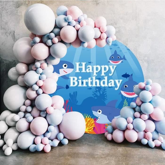 Toile de fond Anniversaire Personnalisable Fête Requins Sous-Marine GQ4-242 main image 1