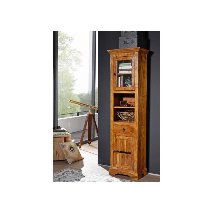 Vitrine - Bois massif dacacia laqué (Miel) - Style colonial - OXFORD #01004