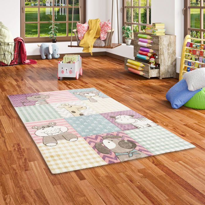 Maui Kids Tapis Pour Enfant Motif Animaux Bebe Rose Multicolore 80x150 Cm Cdiscount Maison