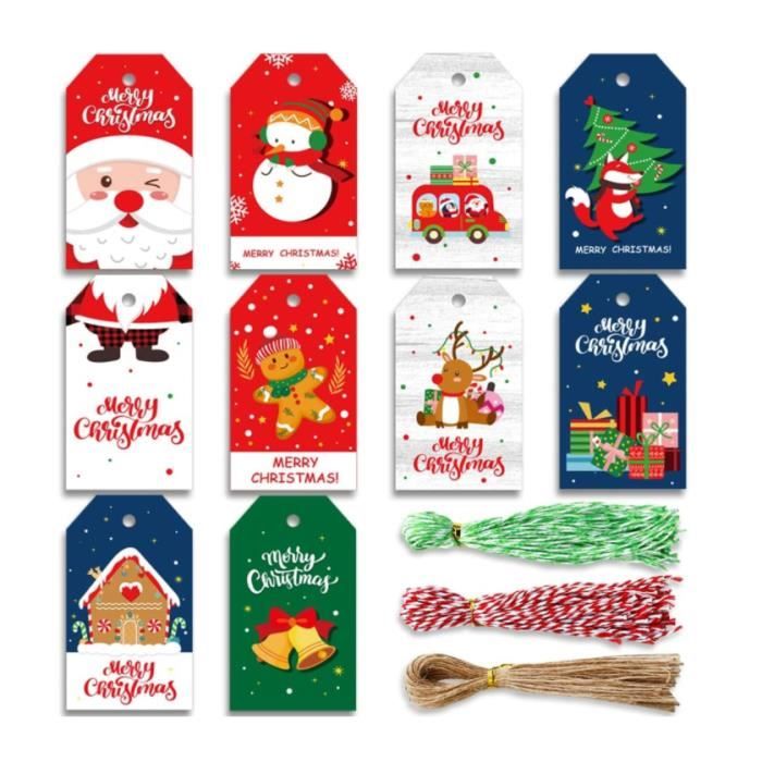 Bekecidi Lot De 96 étiquettes De Cadeaux De Noël Avec Ficelle, Pour