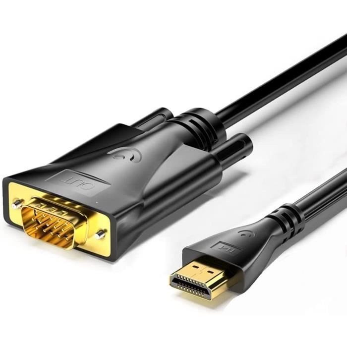 Adaptateur HDMI Vers VGA 2 Pièces - Convertisseur Vidéo 1080p, Prise Audio 3,5 Mm - Plug & Play, Pour PC, Lecteur DVD, Console