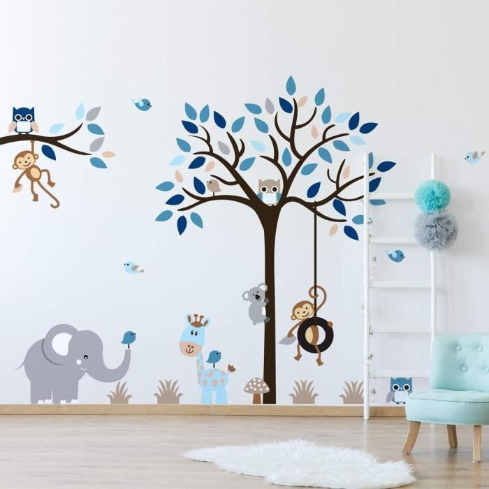 Stickers muraux enfants - Decoration chambre bébé - Stickers muraux enfant  - Sticker mural Animaux des bois bucoliques - Autocollant mural géant  Animaux - H135 x L120 cm : : Bébé et Puériculture