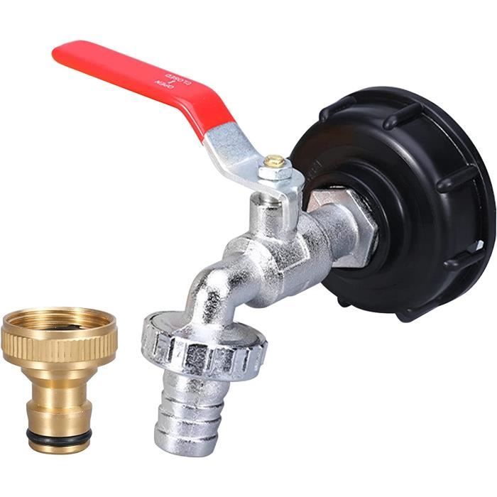 Robinet Cuve IBC NINGYER - Lot De 2 Pièces (1/2 Et 3/4) | Alliage Zinc + Ruban Téflon | Pour Cuve 1000L