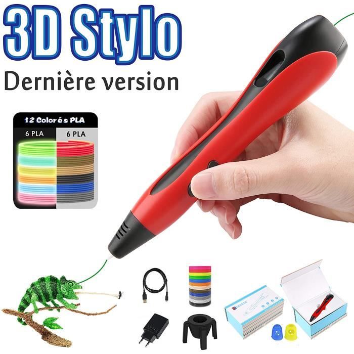 Stylo d'impression 3D professionnel,stylo 3D température filament PLA 12 couleurs,réglable vitesse convient pour filaments ABS PLA cadeau créatif 