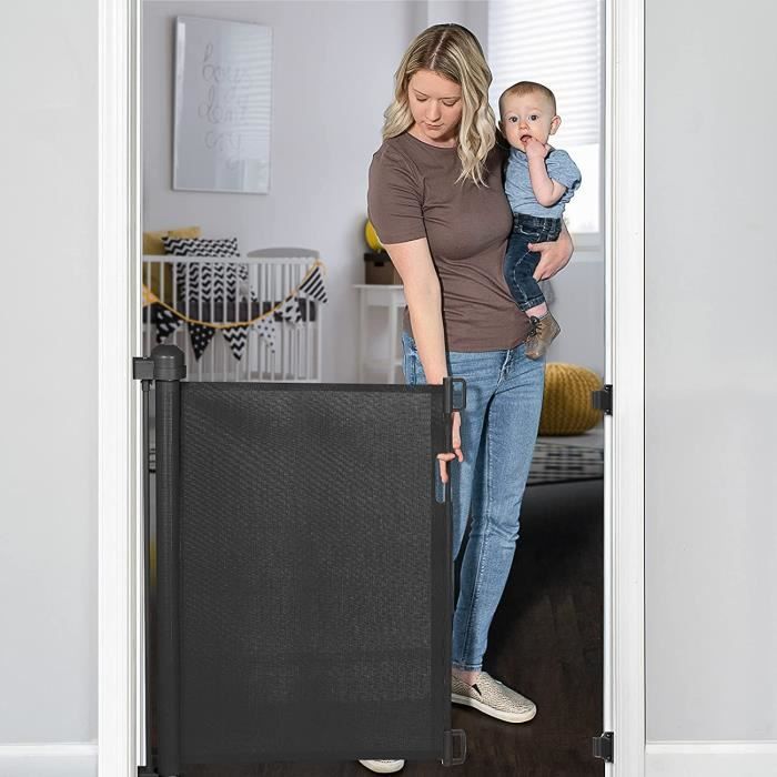 Barrière Rétractable En Maille Pour Chien/bébé - 180x72 Cm, Portable, Sans Outil, Pour Escaliers, Portes, Couloirs