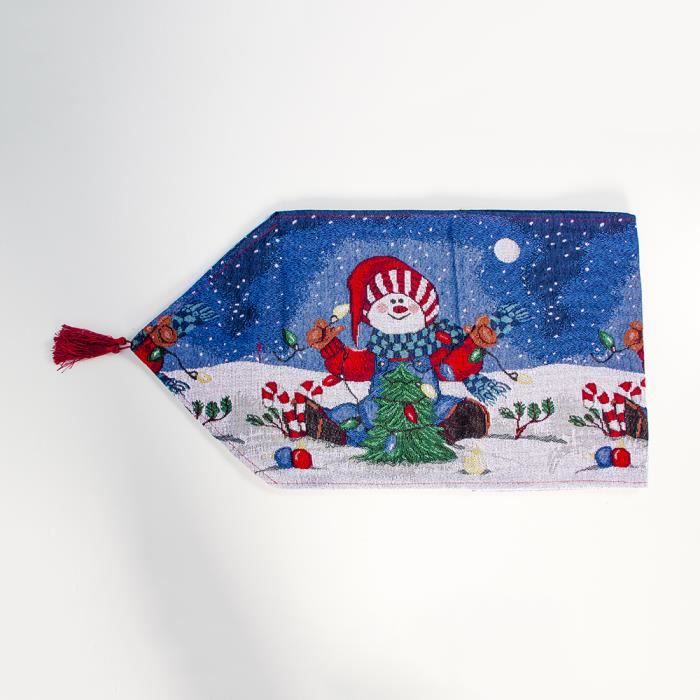Chemin De Table De Noël Rouge 180 Cm - Lin Imperméable, Réutilisable - Décoration Festive Pour 4 à 6 Personnes - 10