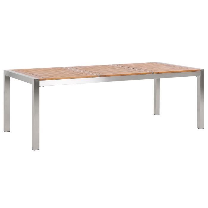 Table de jardin en bois deucalyptus 220 x 100 cm GROSSETO - BELIANI - Rectangulaire - Gris - 8 personnes