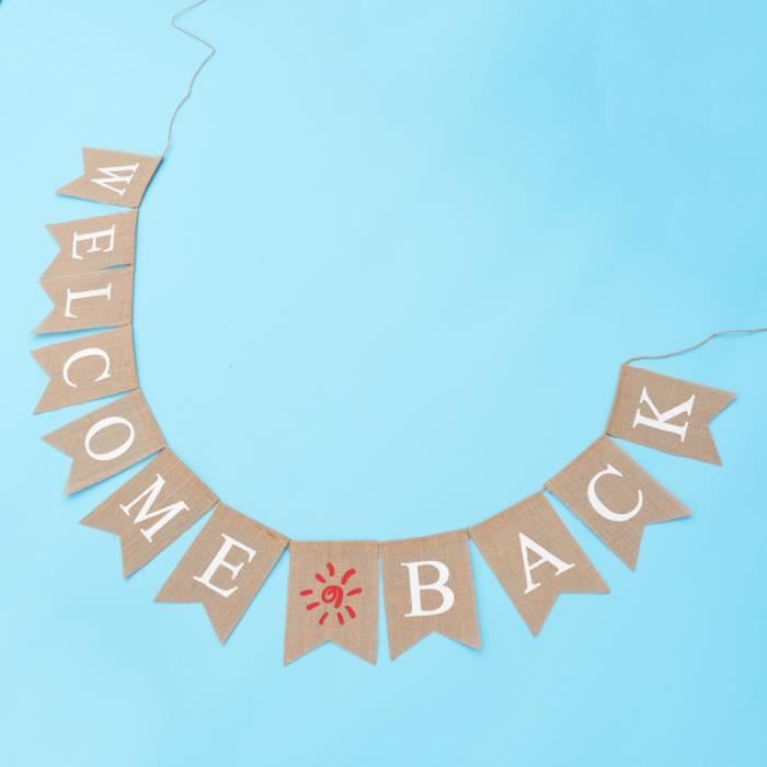 Bienvenu Chez-Vous Bannière Toile De Jute Welcome Home