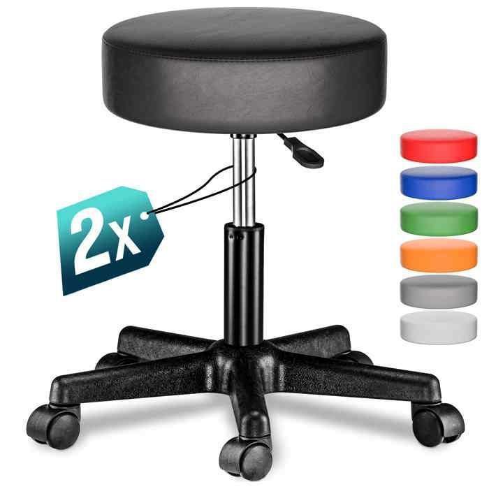 CASARIA® Lot de 2 tabourets de bureau noir pivotant 360° hauteur réglable 46-60 cm avec roulettes rembourrage 10 cm CASARIA® Lot de 2 tabourets de bureau noir pivotant 360° hauteur réglable 46-60 cm avec roulettes rembourrage 10 cm