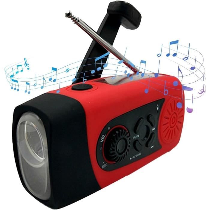 Lampe De Poche à Manivelle Radio Chargeur Téléphone Portable - Dynamo Portable SOS Torche LED Rechargeable USB Pour Urgence, Camping, Maison