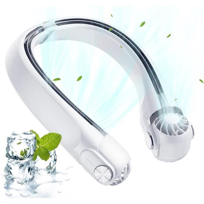 Mini Ventilateur De Cou 4000mAh 360° Sans Lames – 3 Vitesses, Silencieux, Portable – Idéal Été, Sport, Bureau