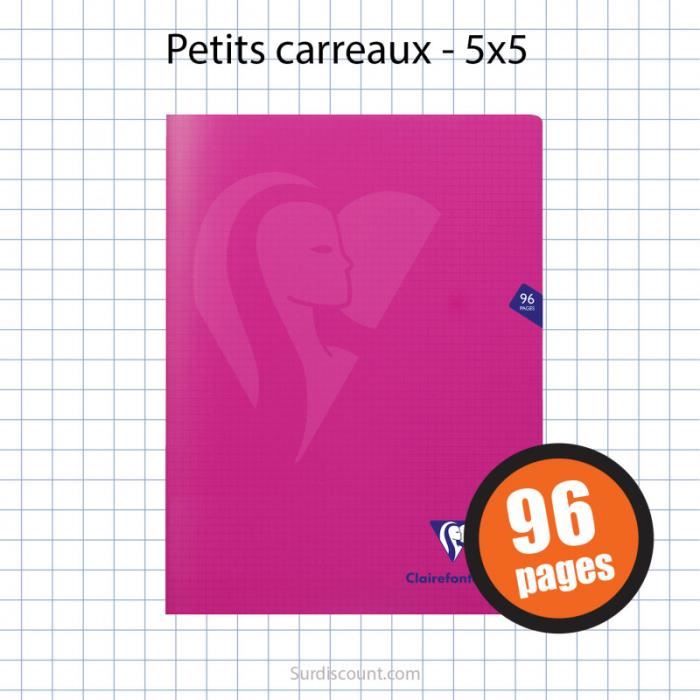 Clairefontaine Mimesys 383362C Cahier piqué polypro 96 pages petits carreaux 90 g 24 x 32 cm Orange
