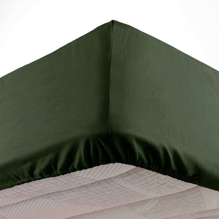 Drap housse 2 personnes 140 x 190 cm microfibre unie oscar Kaki