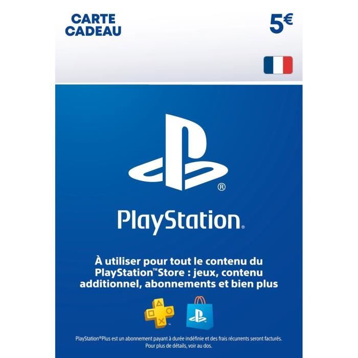 Carte cadeau numérique de 5€ à utiliser sur le PlayStation