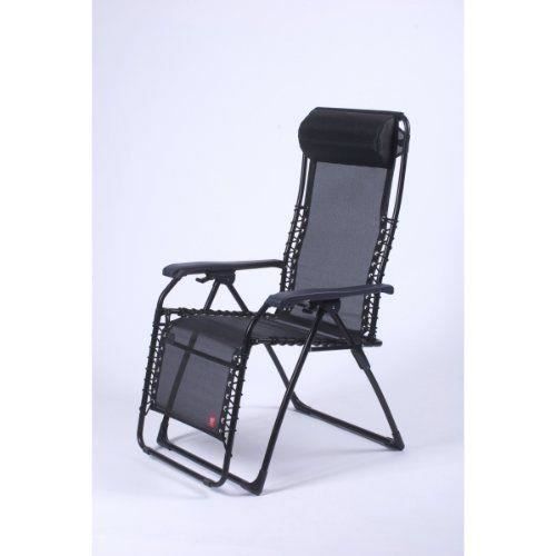 fauteuil inclinable de jardin fiam - anne - acier noir - pliable - 66,5 x 155 x 82 cm
