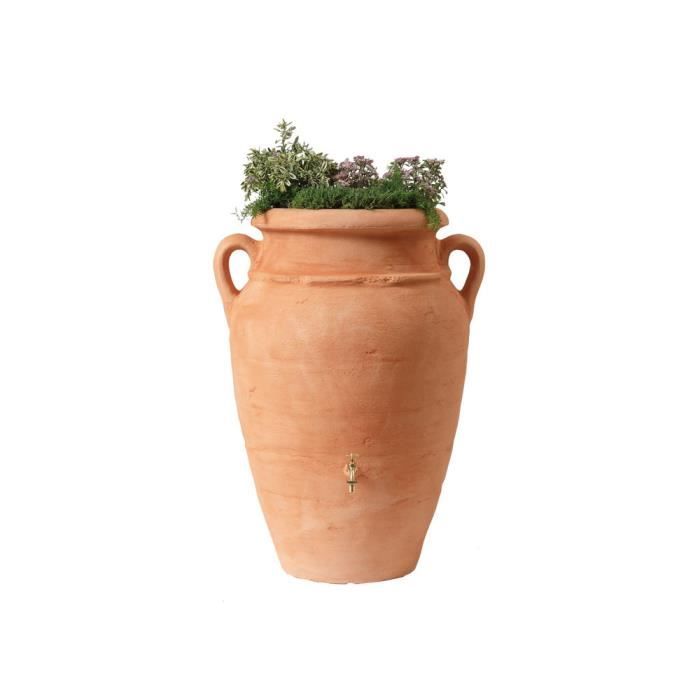 Kit Amphore Antik - Bac à plantes + collecteur + robinet - 600 L Terracotta