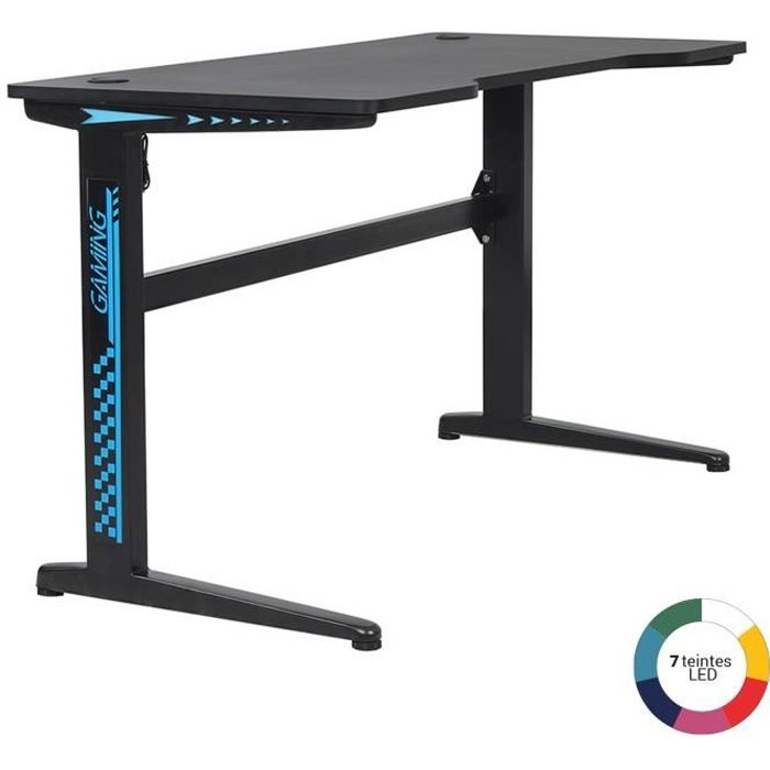 Bureau gamer LEDs - 1 étagère modulable, 4 niches - Coloris : Anthracite.  LEDs. STANDA