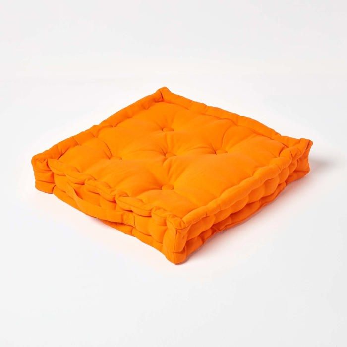 Coussin de sol - HOMESCAPES - 50 x 50 cm - Orange - Naturelle - Carré