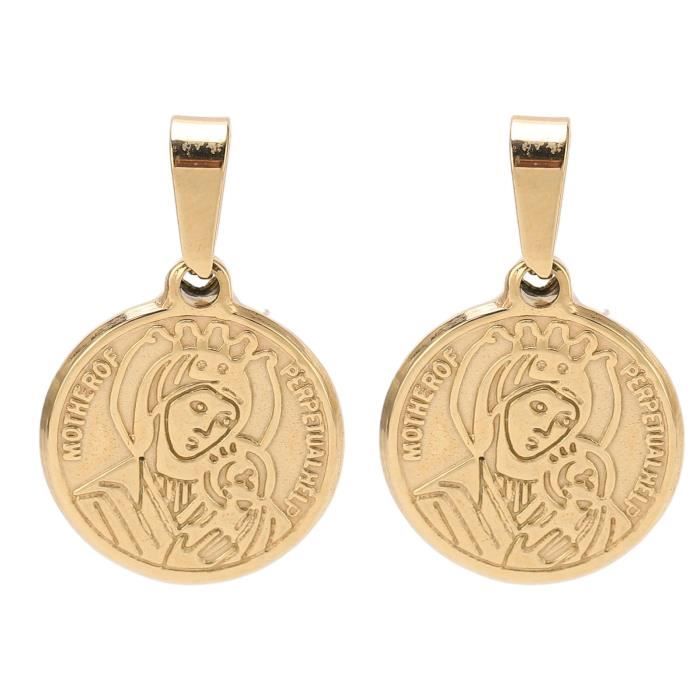 Pendentif Vierge Marie Acier Inoxydable – Bijou Multicolore 4x2 Cm