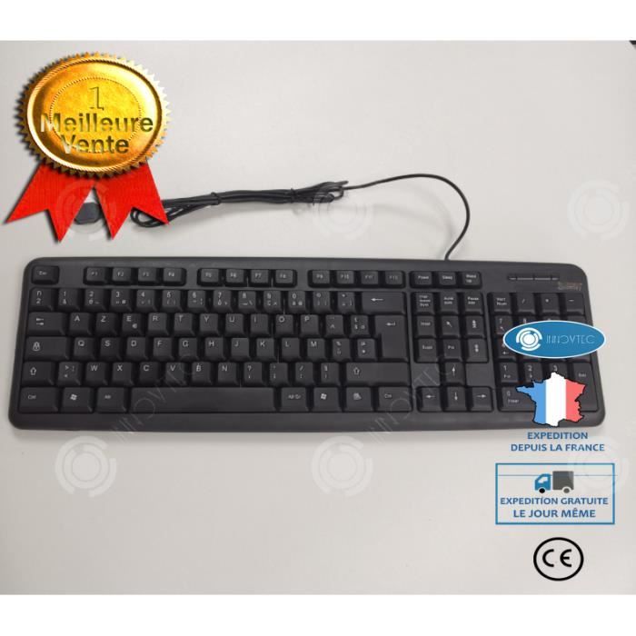 INN Ordinateur clavier français français ordinateur de bureau clavier filaire noir Fourniture de clavier de bureau d'affaires