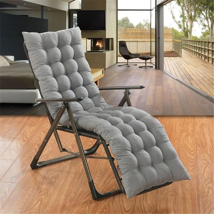 KMQRDZi Coussin Chaise Longue Jardin 155x48x8cm Imprimé Lin Marron - Idéal Pour Chaises Extérieures