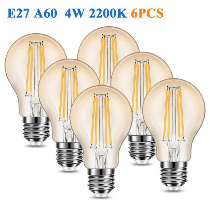 JIATZOCN Lot De 6 Ampoule LED Vintage E27 A60 4W (Equiv.40W),Ampoule
