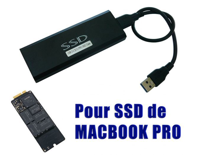 Boitier Aluminium USB 3.0 Pour SSD MACBOOK PRO ANNEE 2012 SSD 8+18 PIN