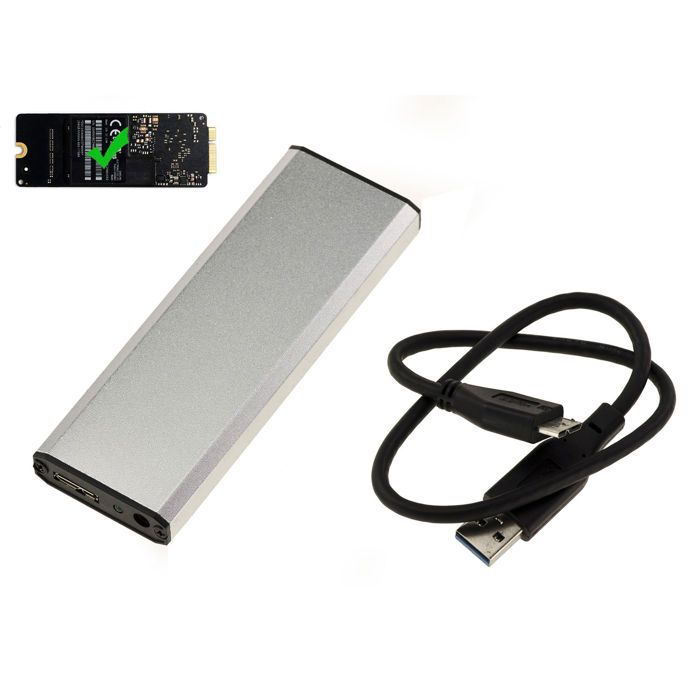 Boîtier Externe USB 3.0 Pour SSD MacBook Pro 2012 (connecteur 8+18 Broches) - Aluminium, Plug & Play