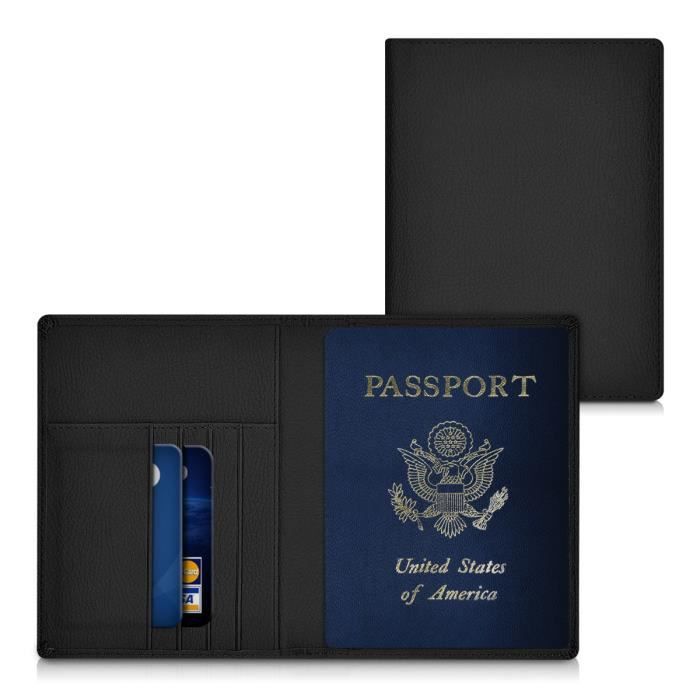 Portefeuille Passeport /Étui de Protection Simili Cuir Marron kwmobile Porte-Passeport avec Compartiments Cartes avec Emplacement Carte Bleue