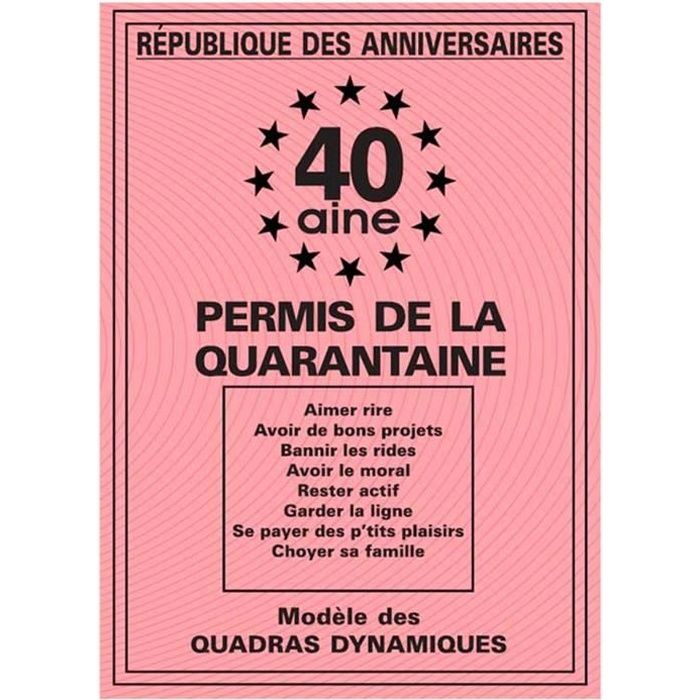 Carte Speciale Permis De La Quarantaine 40 Ans 5x14 5 Cm R2162 Rose Cdiscount Bagagerie Maroquinerie