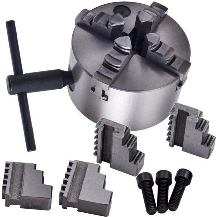 Eujgoov Z011A Mandrin à 4 Mâchoires En Alliage De Zinc, Mandrin Tour A