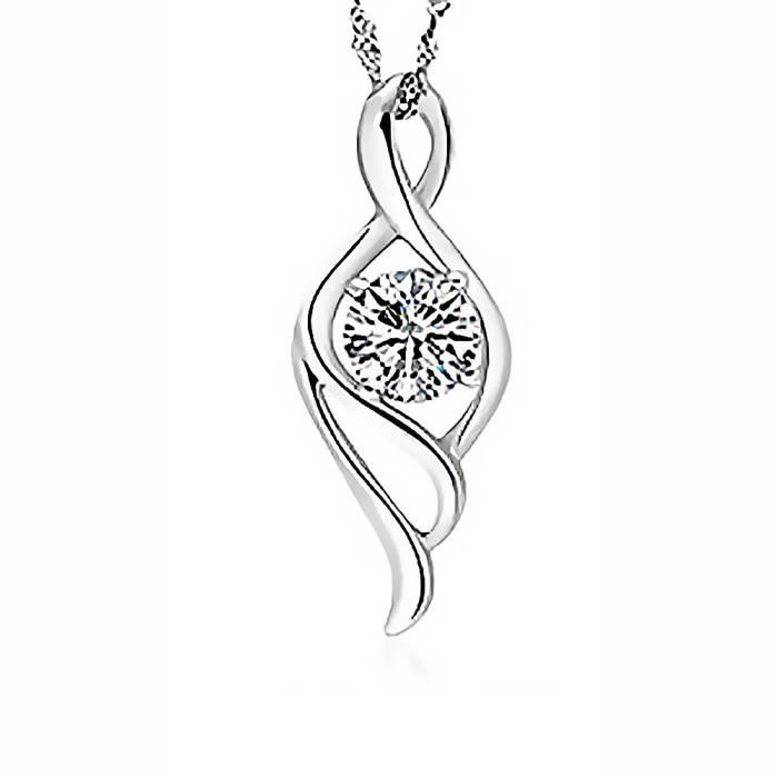 cristal transparent coeur Collier pendentif chaîne argent 925 bijou joaillerie