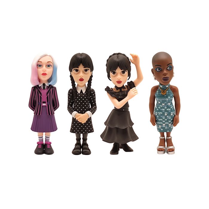Minix - TV Series - Mercredi - Pack de 4 - Mercredi Mercredi en robe Enid Bianca - Statue 12cm