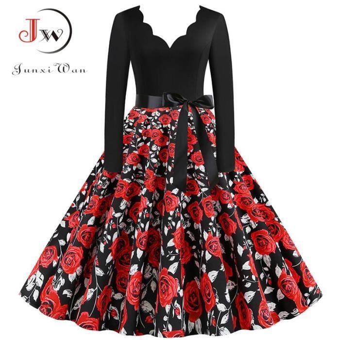 Robe Nouveau femmes a manches longues Vintage a pois robe Pin Up gothique hiver nouvel an fete robes de grande Type 1412 022 Blanc Cdiscount Pret a Porter