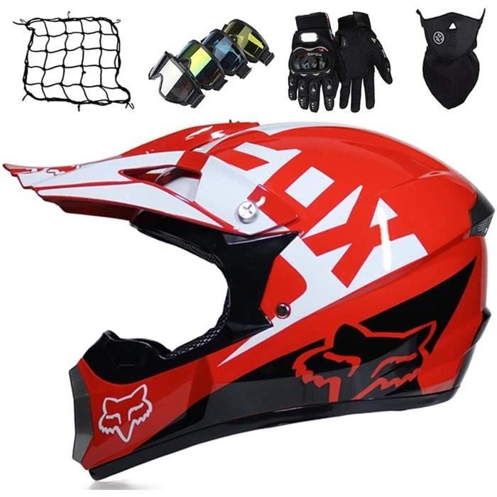 Casque Moto Enfant Cross Avec Gants Masque Lunettes - DOT Homologué Small