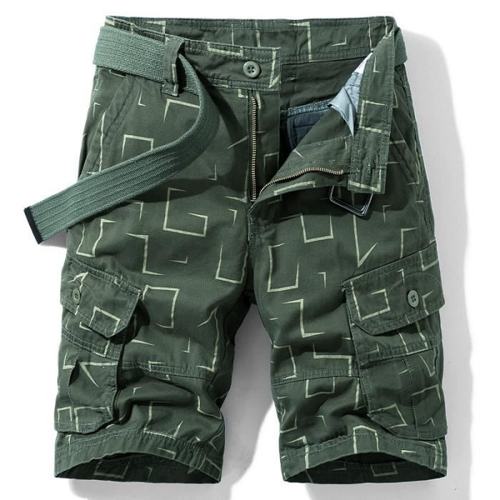 Short Cargo Homme Misfuso - Camouflage, Coton, 6 Poches, Cordon De Serrage - Style Décontracté