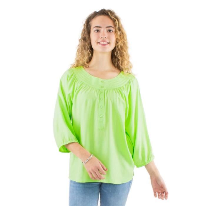 Blouse ample en coton bleu – coupe minimaliste