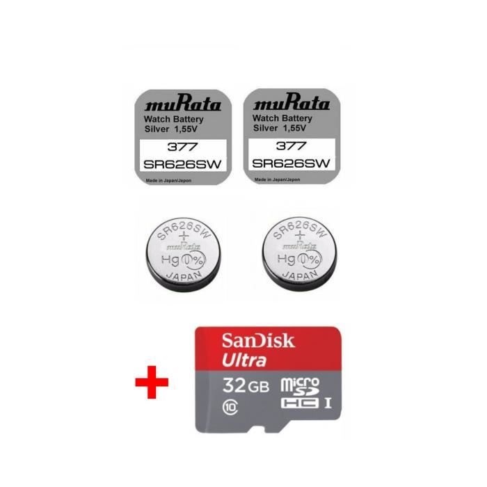 Pile montre SR626SW 377 MURATA avec carte micro SD 32 Go Sandisk offerte -  Cdiscount Jeux - Jouets