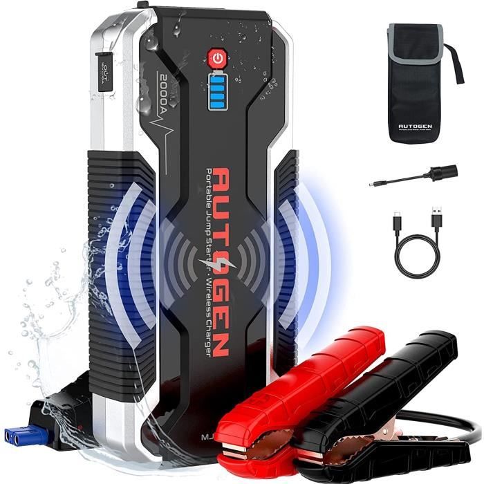 AUTOGEN Booster Batterie Voiture, 2000A 12V Portable Jump Starter, Démarrage de Voiture Étanche (Jusqu’à 7.0L Essence/7.0L Gazole) a