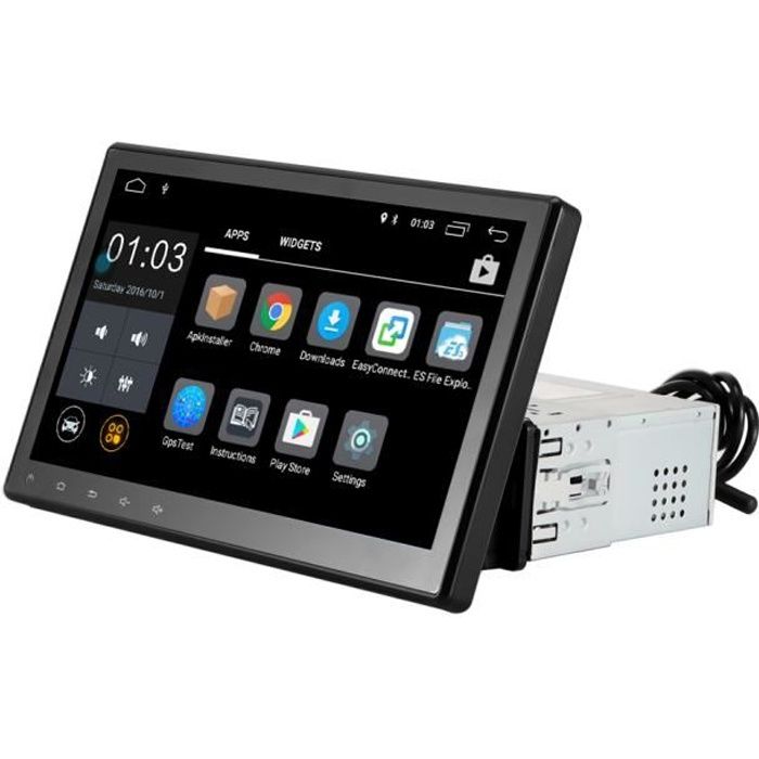 Autoradio 1 Din Android 10.1 écran 10.1'' Inclinable