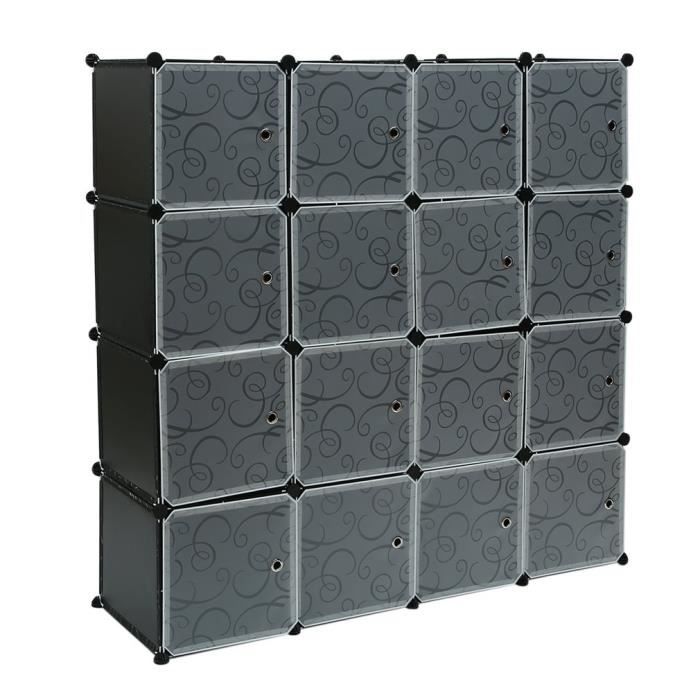 Etagere De Rangement Avec 16 Casiers Armoire Plastique Avec Porte