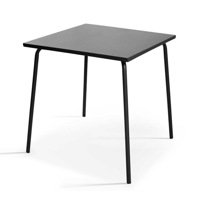 Table de jardin carrée en métal 4 places 70 cm gris anthracite Palavas Oviala