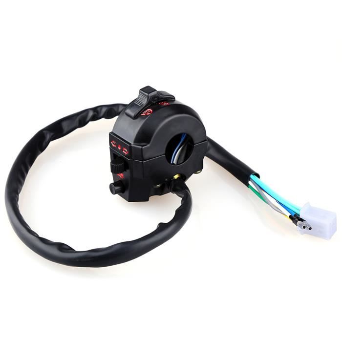 Qiilu – Interrupteur Guidon Moto 7/8" Avec Clignotants, Klaxon, Feux Croisement/Route – Noir Universel