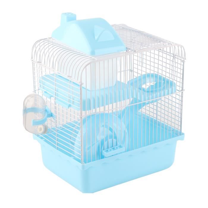 qqmora cage d’habitat de hamster qqmora cage de hamster à 2 niveaux qqmora cage de hamster cage à hamster à animalerie jouet bleu