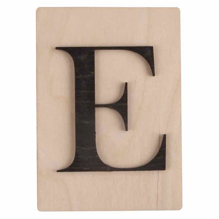 Lettres en bois déco façon Scrabble - 14,9 x 10,5 cm E