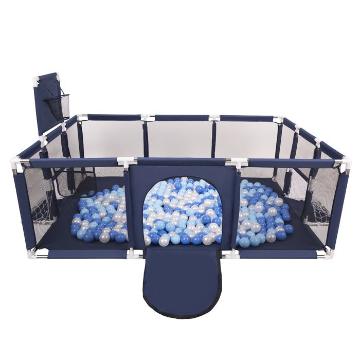 Piscine à Balles Pliable Avec 100 Balles Multicolores – Pour Enfants Et Animaux, Bleu/blanc/gris/turquoise – Jeu Et Détente Assurés