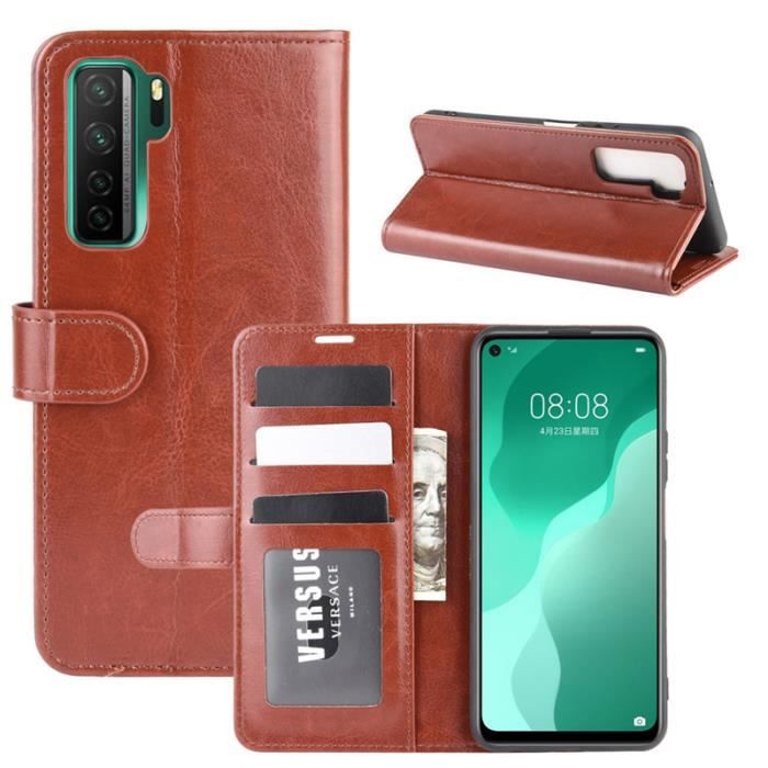Étui Portefeuille Honor 400 5G - Cuir PU Avec Verre Trempé - Ports USB-C, RFID, Support - Marron - 6